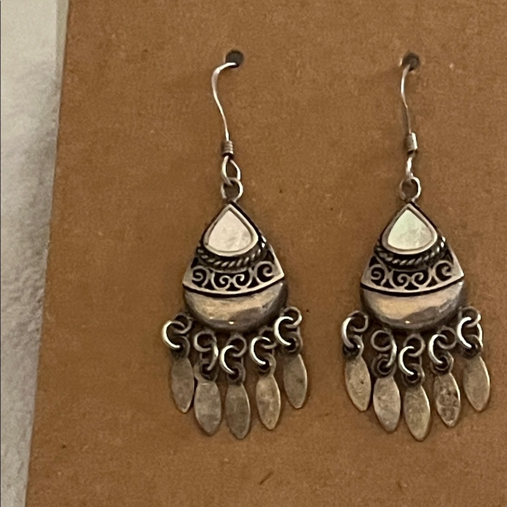 .925 Mother of Pearl Silver Dangle Earrings